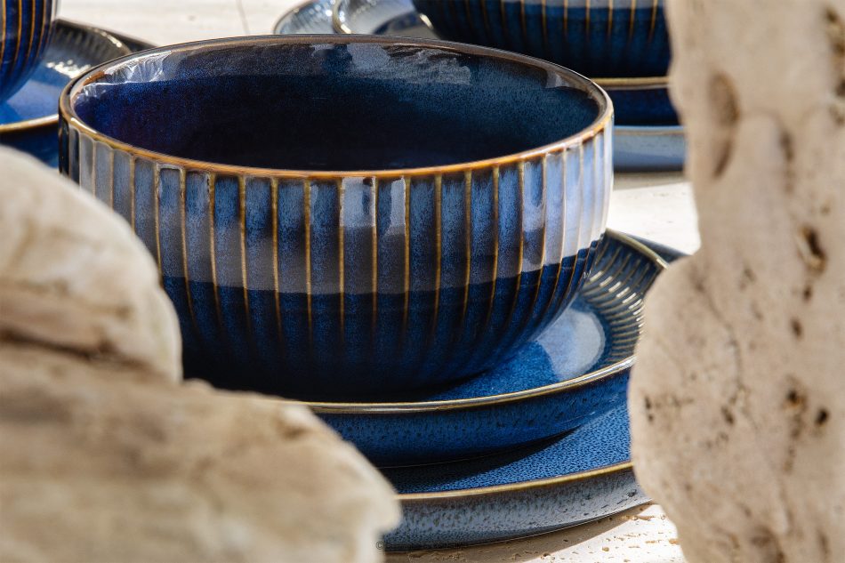AD STRIPES Jedálenská súprava 12 osôb (36 ks) reaktívny porcelán tmavomodrý námornícka modrá - obrázok 10
