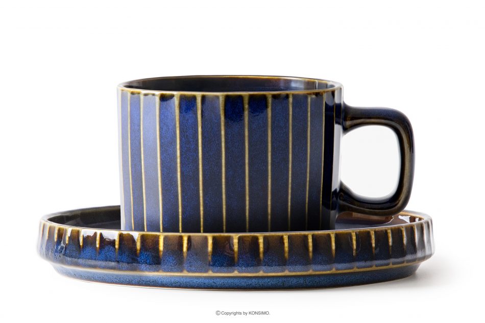 AD STRIPES Kávová súprava 6 osôb (18 ks) reaktívny porcelán tmavomodrý námornícka modrá - obrázok 2
