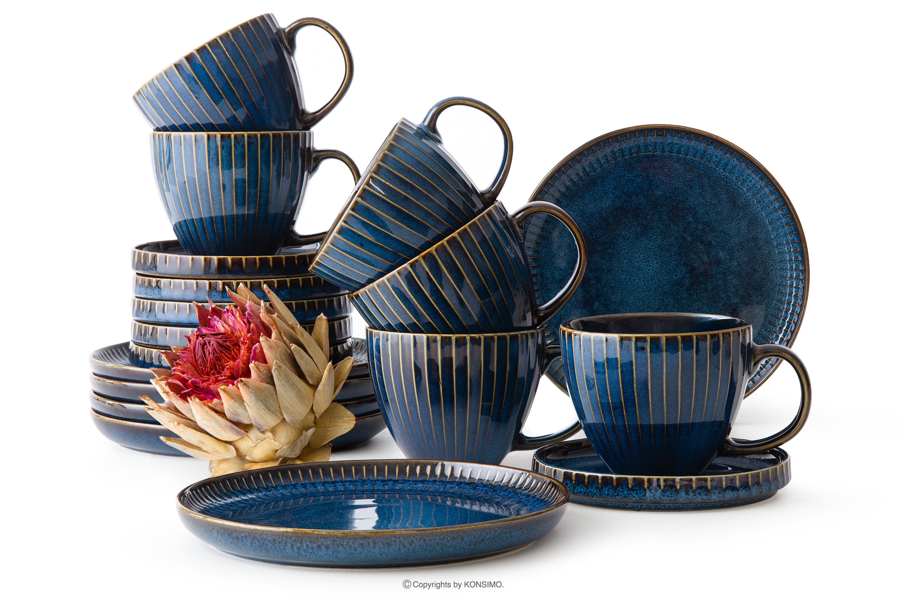 Kávová súprava Cappuccino 6 osôb (18 ks) reaktívny porcelán tmavomodrý