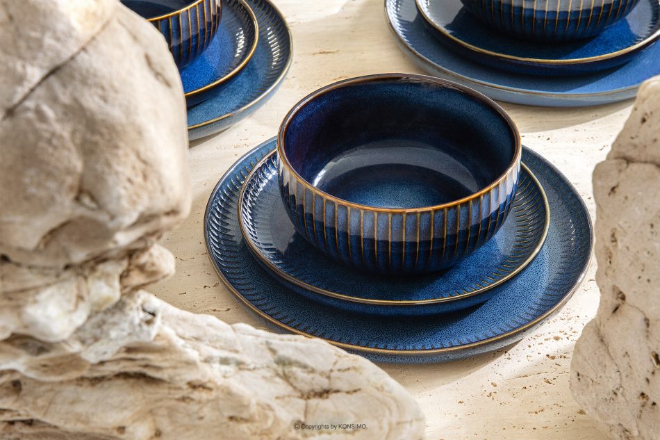 AD STRIPES Súprava na večeru a kávu 6 osôb (30 ks) z reaktívneho porcelánu tmavomodrá námornícka modrá - obrázok 17