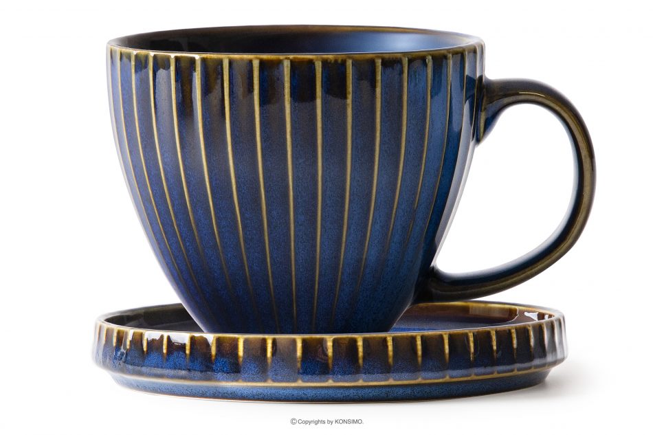 AD STRIPES Čajová súprava 6 osôb (18 ks) reaktívny porcelán tmavomodrý námornícka modrá - obrázok 2