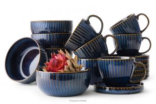 AD STRIPES, https://konsimo.sk/kolekcie/ad-stripes/ Raňajková súprava 6 osôb (18 ks) reaktívny porcelán tmavomodrý námornícka modrá - obrázok