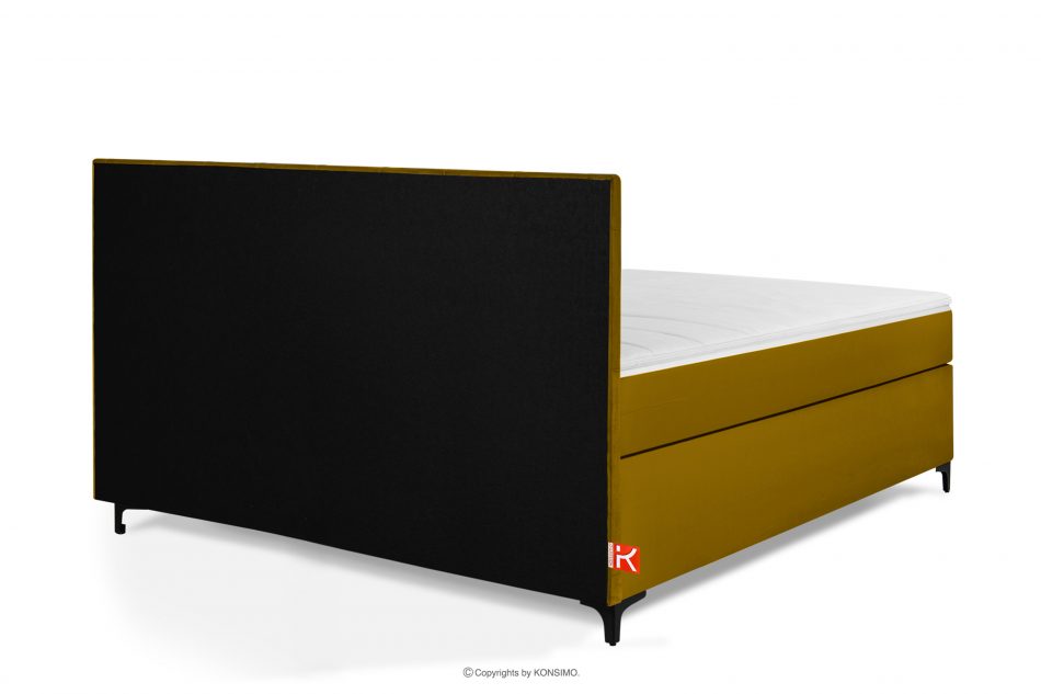 ARDEA Kontinentálna posteľ Bonell pružiny zamat látka 160 cm žltá žltá - obrázok 4