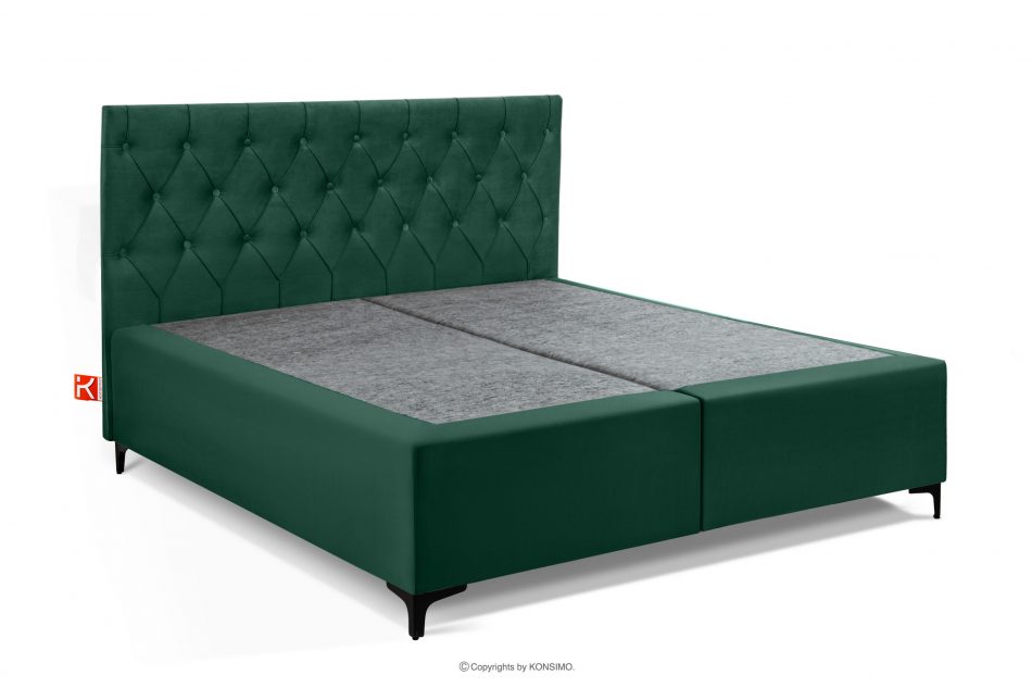 ARDEA Kontinentálna posteľ Bonell pružiny zamat látka 160 cm tmavozelená tmavozelená - obrázok 2