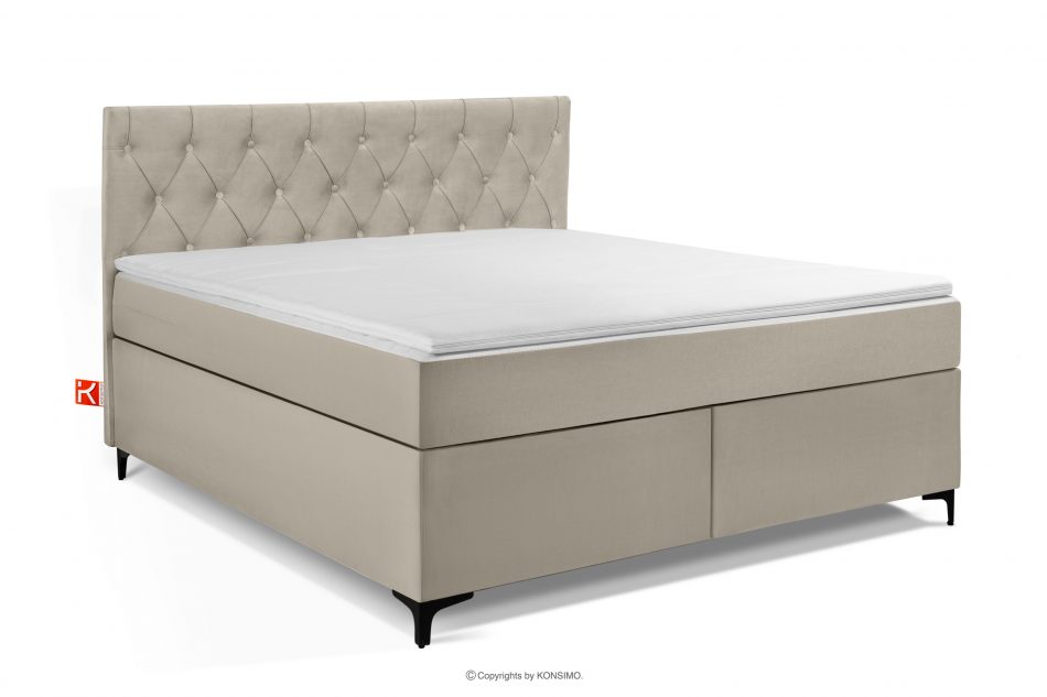 ARDEA Kontinentální postel s topperem sametová 160 cm krémová krémová - obrázok 0