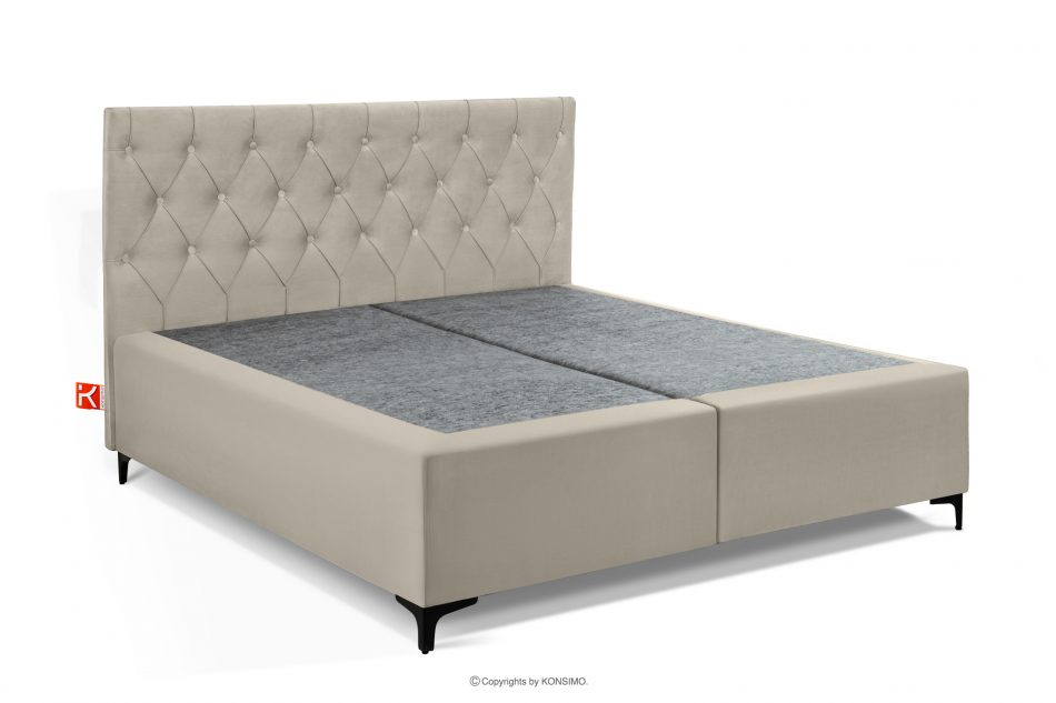 ARDEA Kontinentální postel s topperem sametová 160 cm krémová krémová - obrázok 2