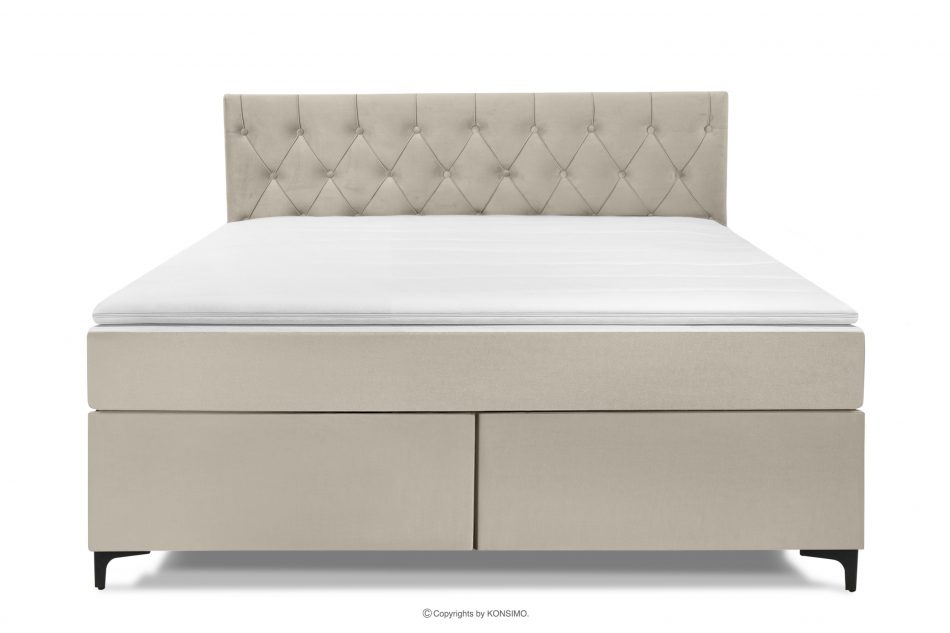 ARDEA Kontinentální postel s topperem sametová 160 cm krémová krémová - obrázok 3