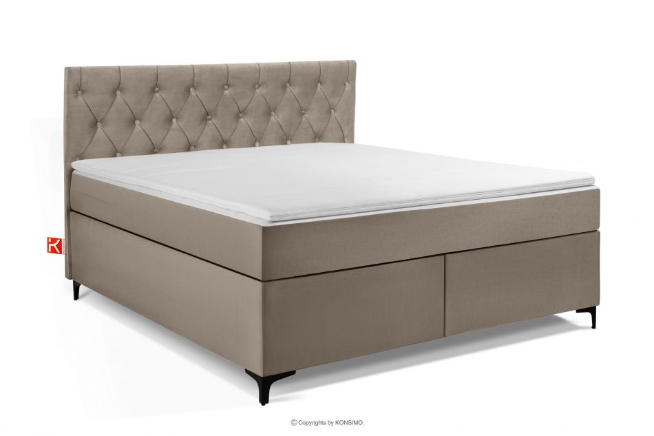 ARDEA Kontinentální postel s topperem velur 160 cm béžová béžová - obrázok 0