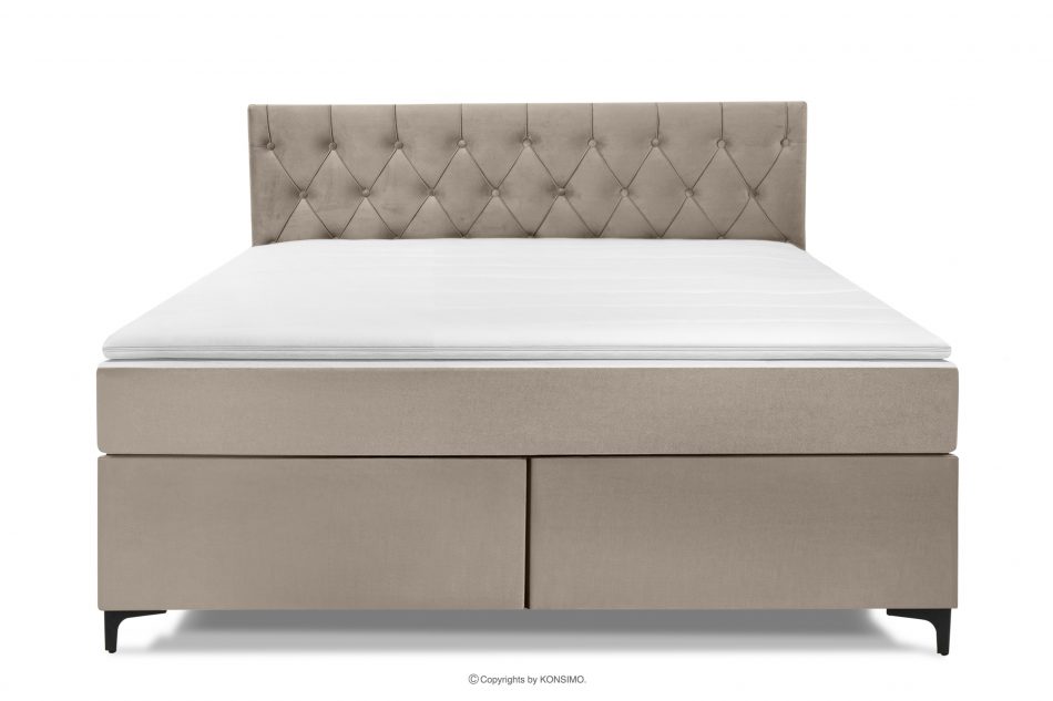 ARDEA Kontinentální postel s topperem velur 160 cm béžová béžová - obrázok 3
