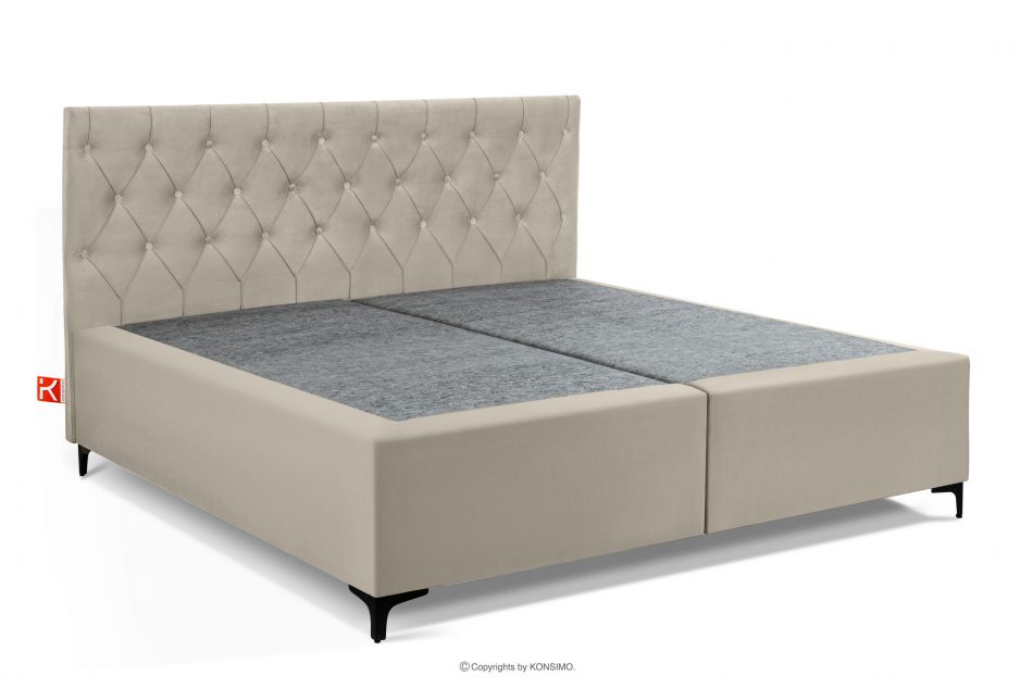 ARDEA Kontinentální postel s topperem z veluru 180 cm krémová krémová - obrázok 2