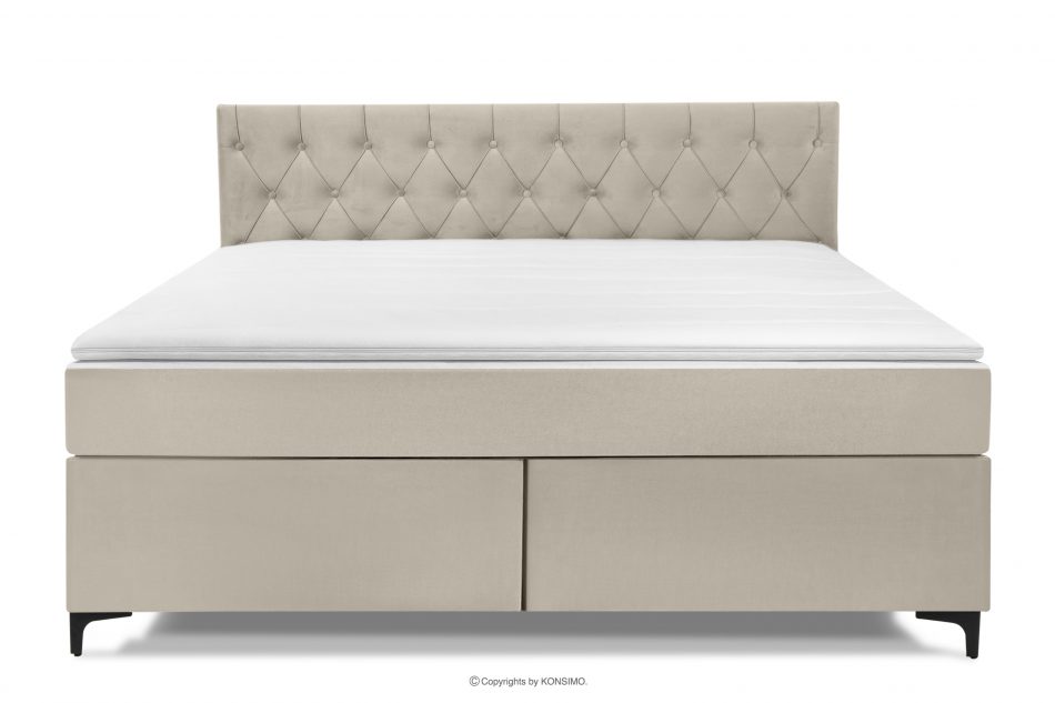 ARDEA Kontinentální postel s topperem z veluru 180 cm krémová krémová - obrázok 3