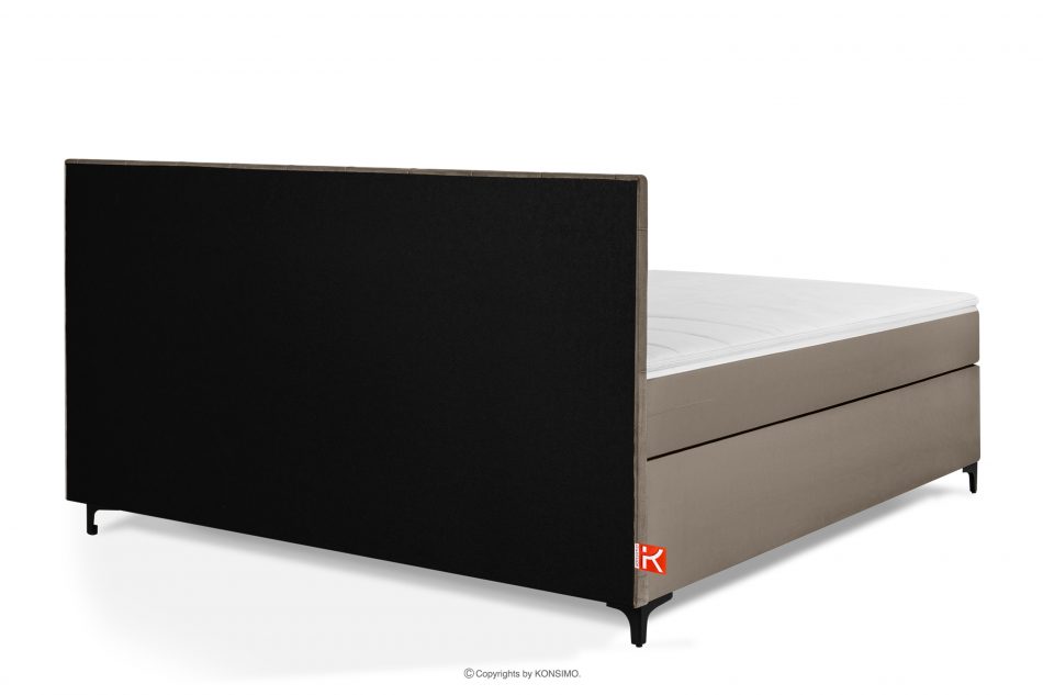 ARDEA Kontinentální postel s topperem z velurové tkaniny 180 cm béžová béžová - obrázok 4