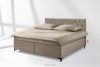ARDEA Kontinentální postel s topperem z velurové tkaniny 180 cm béžová béžová - obrázok 2