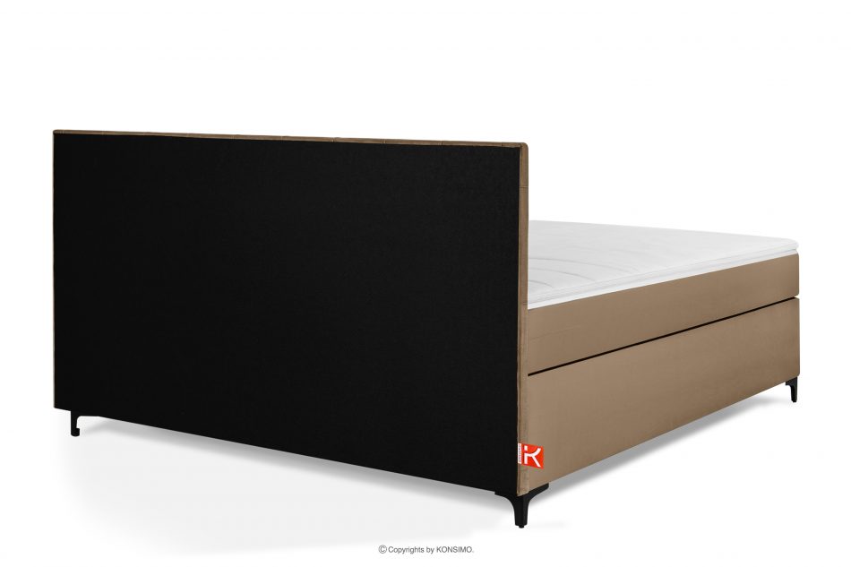 ARDEA Kontinentální postel s topperem samet 180 cm tmavě béžová tmavá béžová - obrázok 4