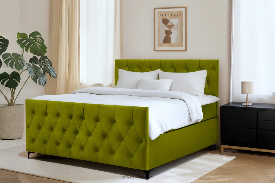 ARDEA Kontinentální postel 160 cm bonell a taštičkové pružiny olivový samet olivová - obrázok 12