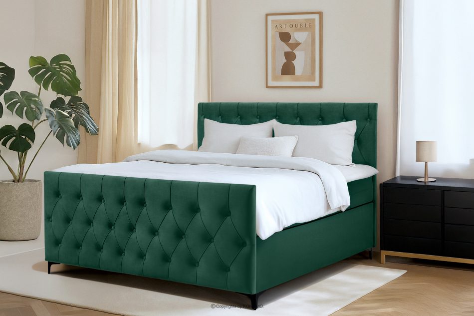 ARDEA Kontinentální postel Bonell a taštičkové pružiny 160 cm tmavě zelený samet tmavozelená - obrázok 12