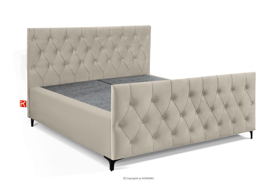 ARDEA Kontinentální postel 160 cm s topperem sametově krémová krémová - obrázok 2