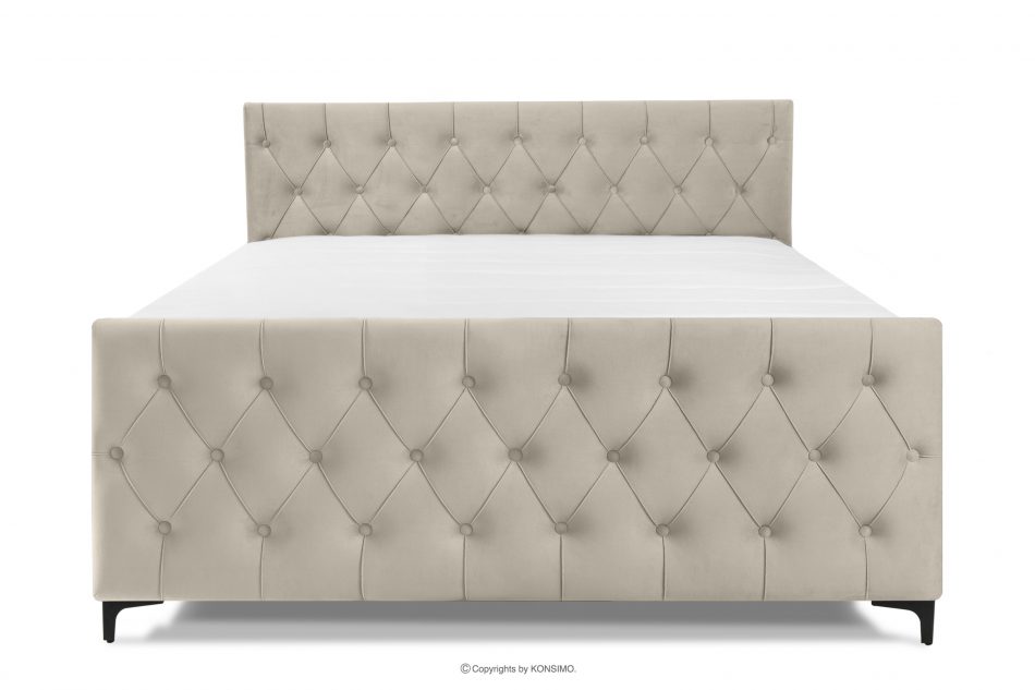 ARDEA Kontinentální postel 160 cm s topperem sametově krémová krémová - obrázok 3