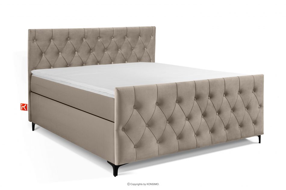 ARDEA Kontinentální postel 160 cm s topperem sametová béžová béžová - obrázok 0