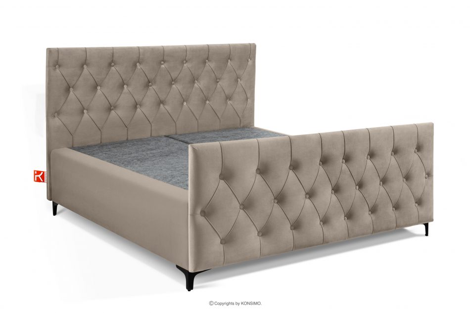 ARDEA Kontinentální postel 160 cm s topperem sametová béžová béžová - obrázok 2