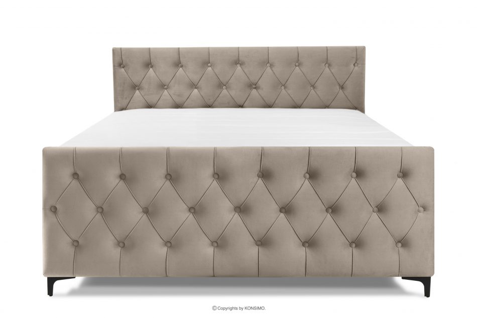 ARDEA Kontinentální postel 160 cm s topperem sametová béžová béžová - obrázok 3
