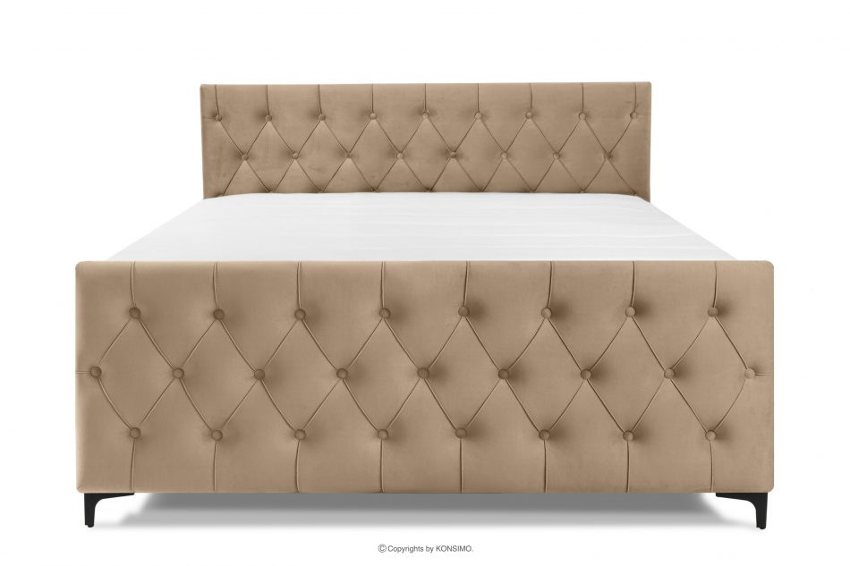 ARDEA Kontinentální postel 160 cm s topperem sametová tmavě béžová tmavá béžová - obrázok 3