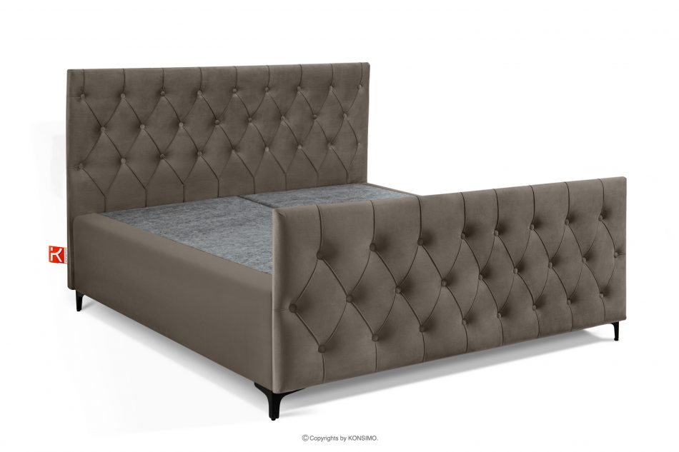 ARDEA Kontinentální postel 160 cm s bonelovými a taštičkovými pružinami hnědá sametová hnedá - obrázok 2