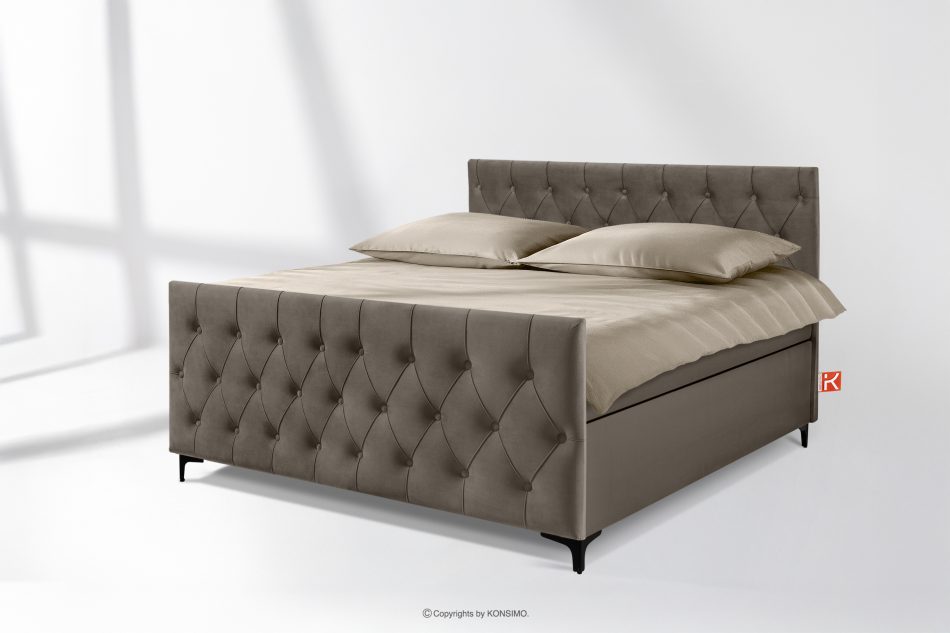 ARDEA Kontinentální postel 160 cm s bonelovými a taštičkovými pružinami hnědá sametová hnedá - obrázok 1