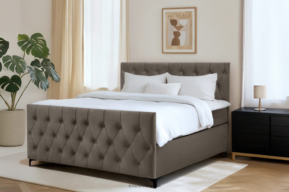 ARDEA Kontinentální postel 160 cm s bonelovými a taštičkovými pružinami hnědá sametová hnedá - obrázok 12