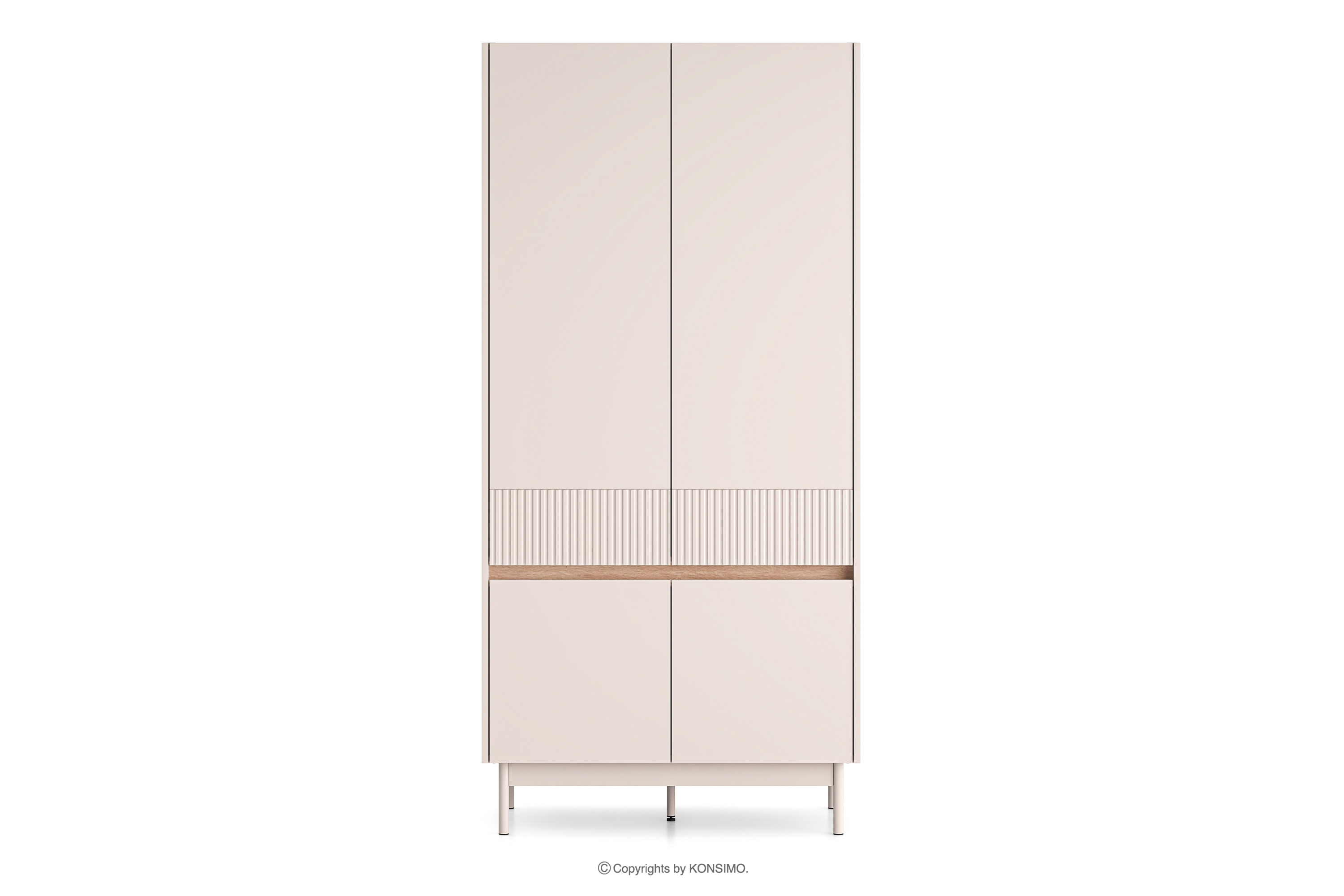 Elegantná drážkovaná skriňa krémová/dubová