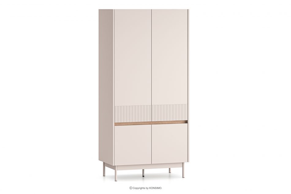 NALIA Elegantná drážkovaná skriňa krémová/dubová krémová/dubová - obrázok 2