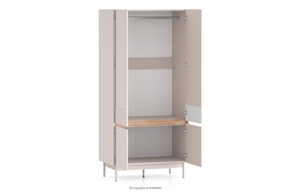 NALIA Elegantná drážkovaná skriňa krémová/dubová krémová/dubová - obrázok 3