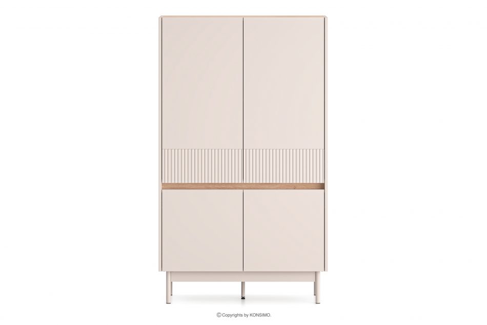 NALIA Elegantná ryhovaná komoda krémová/dubová krémová/dubová - obrázok 0