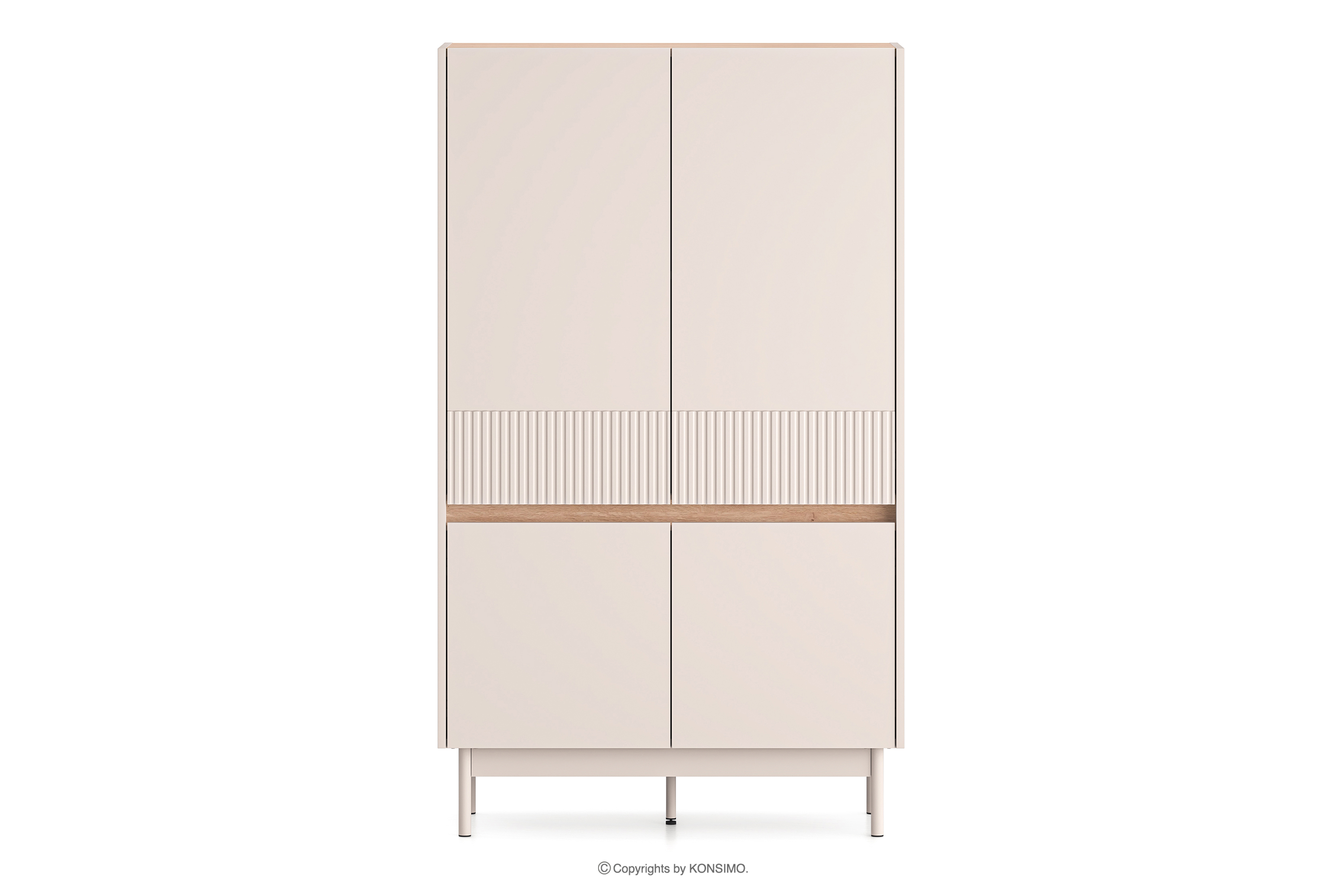 Elegantná ryhovaná komoda krémová/dubová