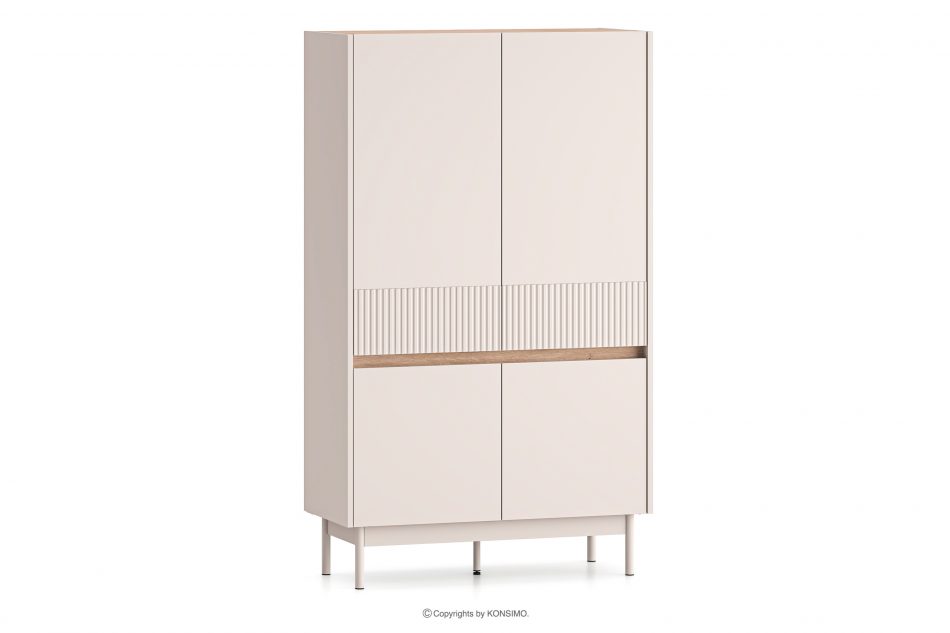 NALIA Elegantná ryhovaná komoda krémová/dubová krémová/dubová - obrázok 2