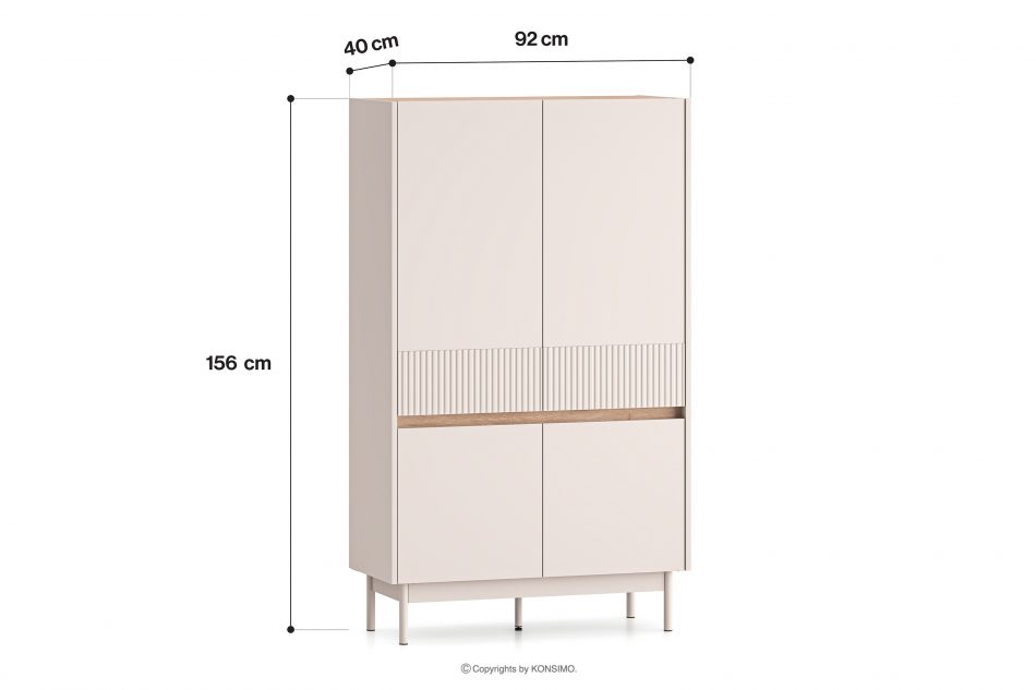 NALIA Elegantná ryhovaná komoda krémová/dubová krémová/dubová - obrázok 7