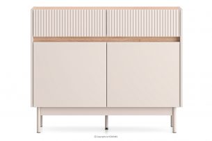 NALIA, https://konsimo.sk/kolekcie/nalia/ Elegantná drážkovaná komoda krémová/dub krémová/dubová - obrázok