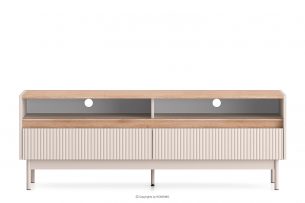 NALIA, https://konsimo.sk/kolekcie/nalia/ Elegantná drážkovaná RTV skrinka krémová/dub krémová/dubová - obrázok