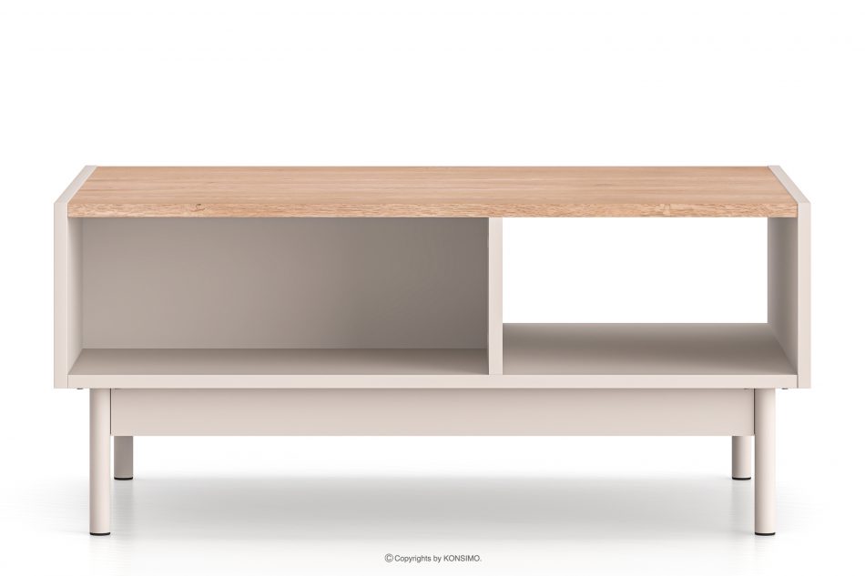 NALIA Elegantný ryhovaný konferenčný stolík krémový/dub krémová/dubová - obrázok 0