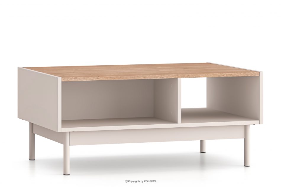 NALIA Elegantný ryhovaný konferenčný stolík krémový/dub krémová/dubová - obrázok 2