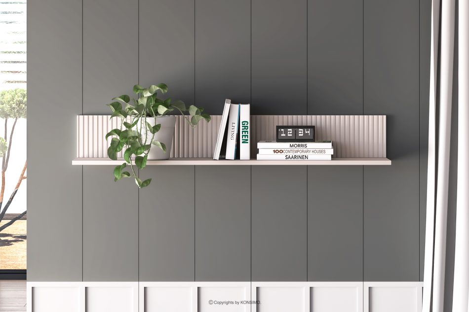 NALIA Elegantná ryhovaná nástenná polica krémová krémová - obrázok 1