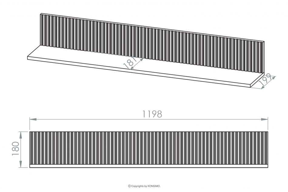 NALIA Elegantná ryhovaná nástenná polica krémová krémová - obrázok 4