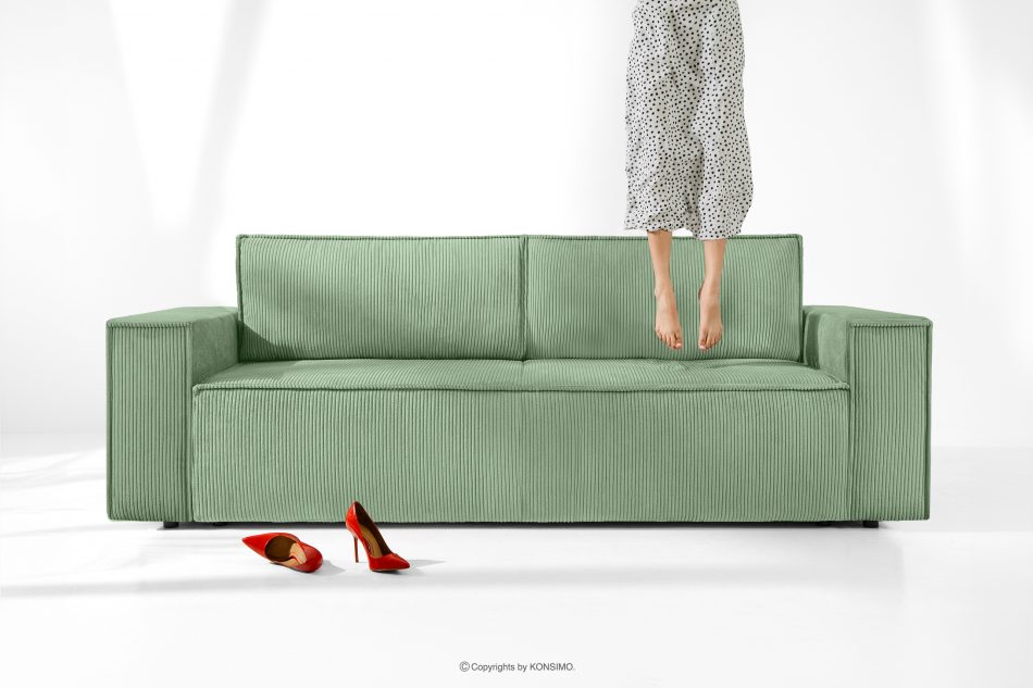 NAPI Rozkladacia rohová pohovka do obývačky mätová manšestrová ľavá mäta - obrázok 1