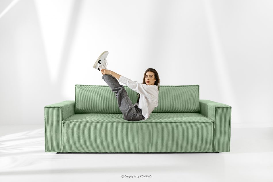 NAPI Rozkladacia rohová pohovka do obývačky mätová manšestrová ľavá mäta - obrázok 21