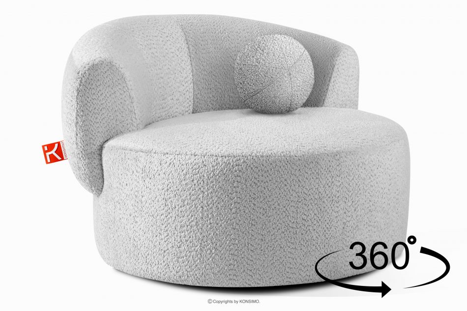 VIRA Otočné kreslo zo sivej šenilovej látky šedá - obrázok 4