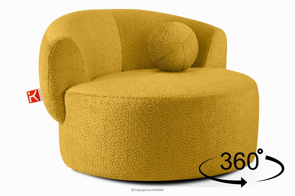 VIRA Otočné kreslo šenilová látka žltá žltá - obrázok 4