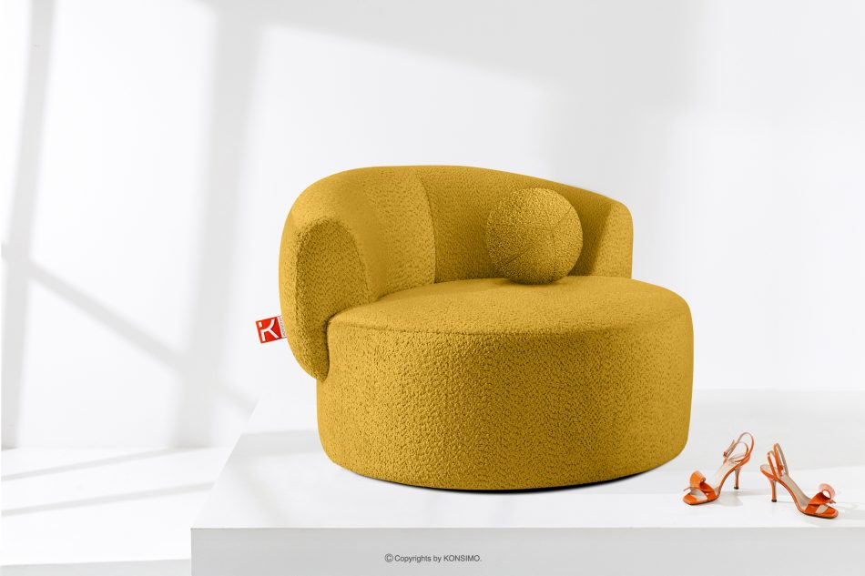 VIRA Otočné kreslo šenilová látka žltá žltá - obrázok 1