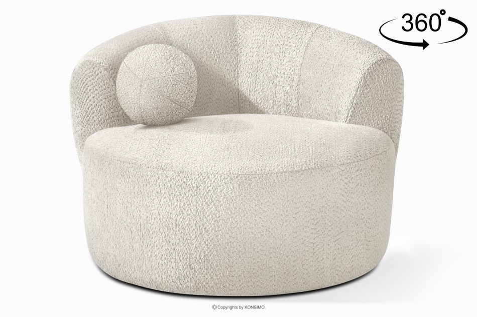 VIRA Šenilová látka otočné kreslo biela biela - obrázok 0