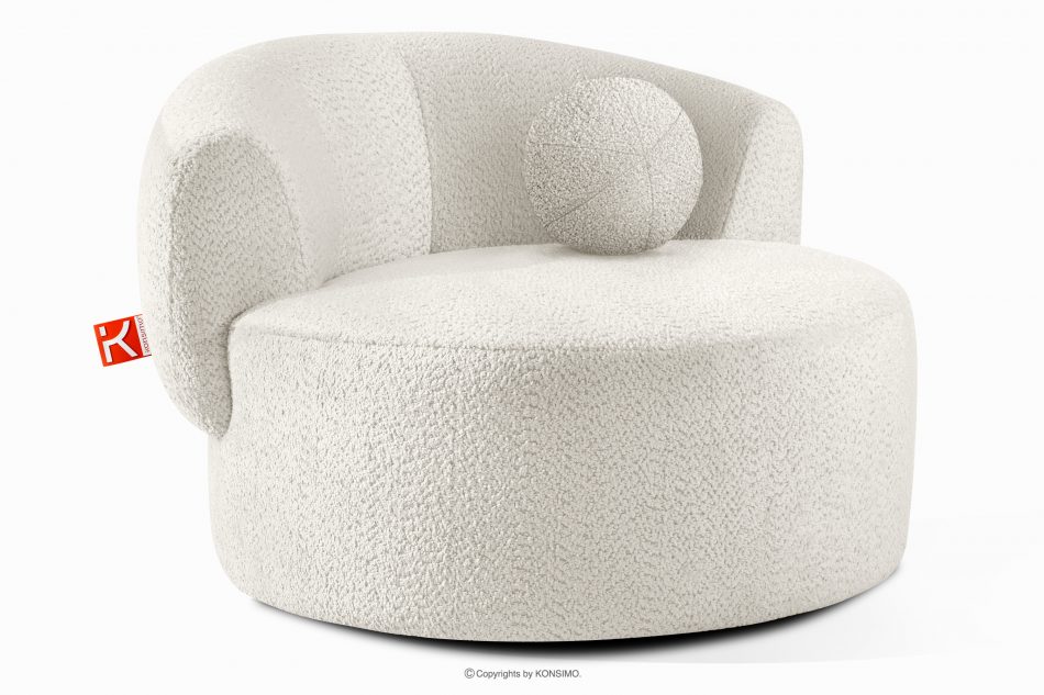 VIRA Šenilová látka otočné kreslo biela biela - obrázok 2