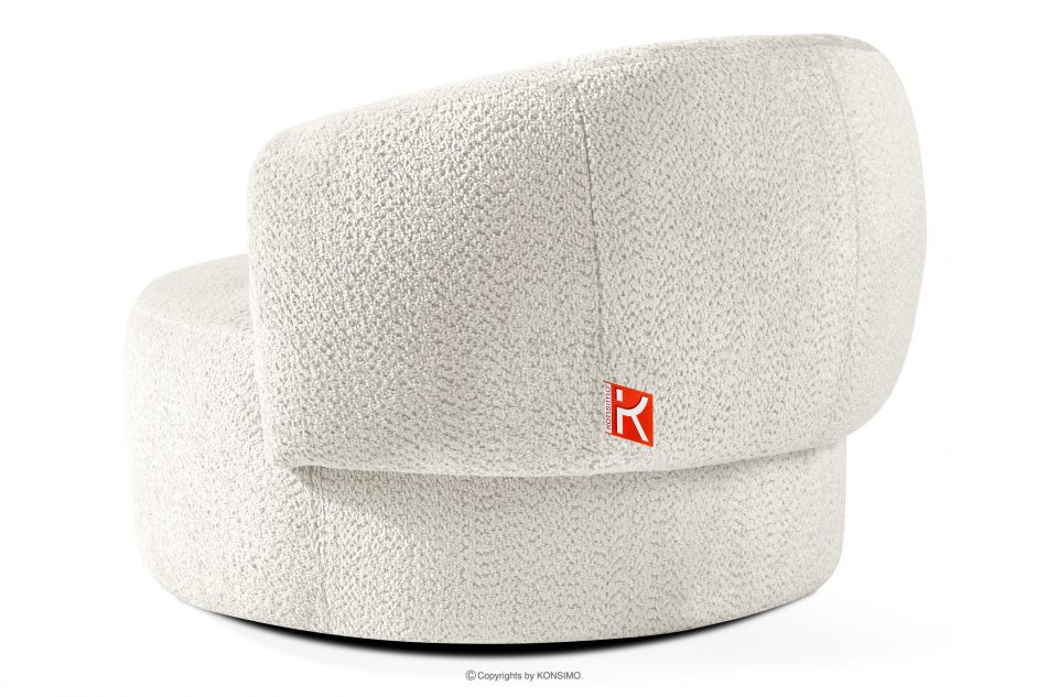 VIRA Šenilová látka otočné kreslo biela biela - obrázok 3